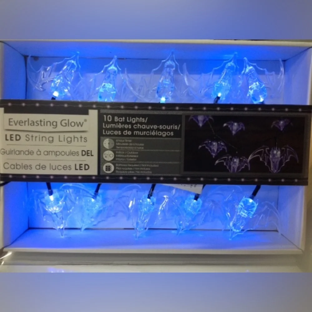 NWT battery operated LED bat lights 10 bats indoor outdoor Halloween